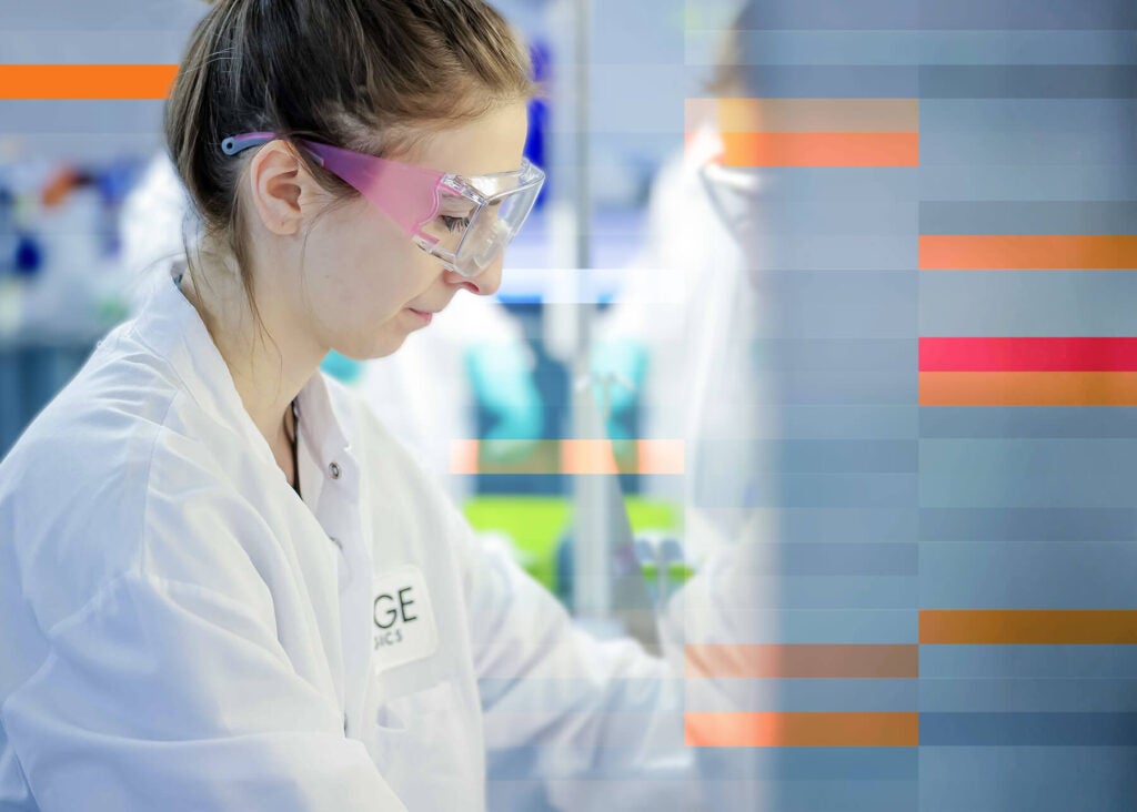 A technician at Forge Biologics in a lab.